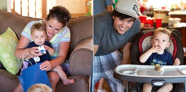 Woman and man with kids.