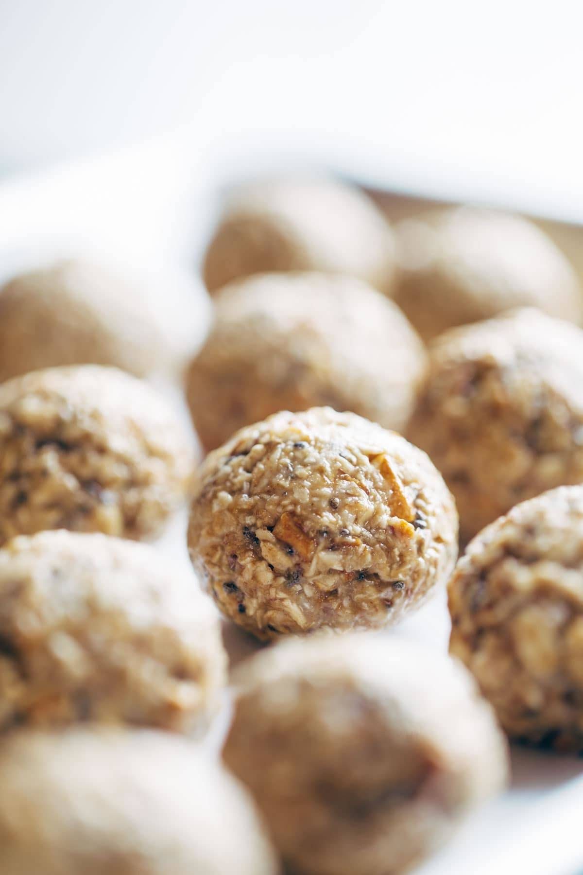 Energy bites on a pan.