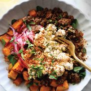 Beef and sweet potato bowls.