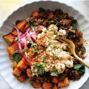 Beef and sweet potato bowls.