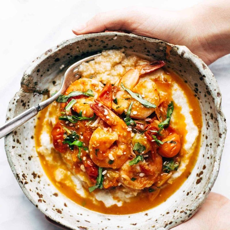 A picture of Garlic Basil Shrimp and Grits