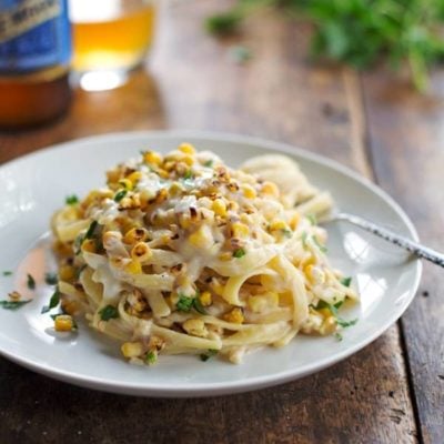 healthy chipotle sweet corn fettuccine