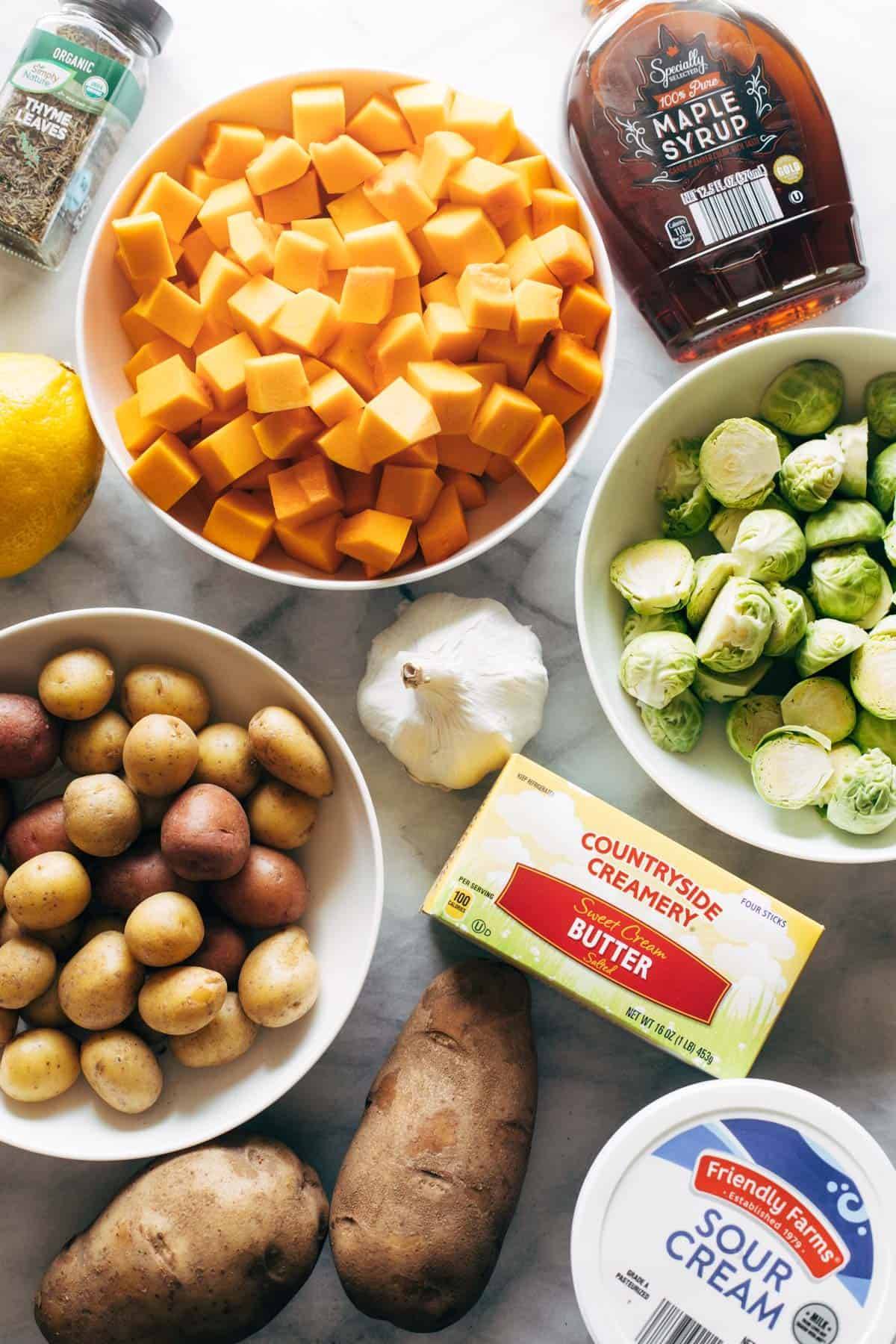 Ingredients from ALDI for Thanksgiving sides.