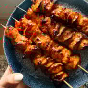Honey chipotle chicken skewers.