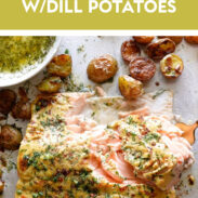 Pin with sheet pan salmon and dill potatoes.