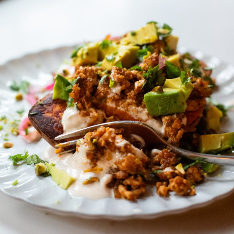 A picture of Roasted Sweet Potato Stacks with Chipotle Sauce
